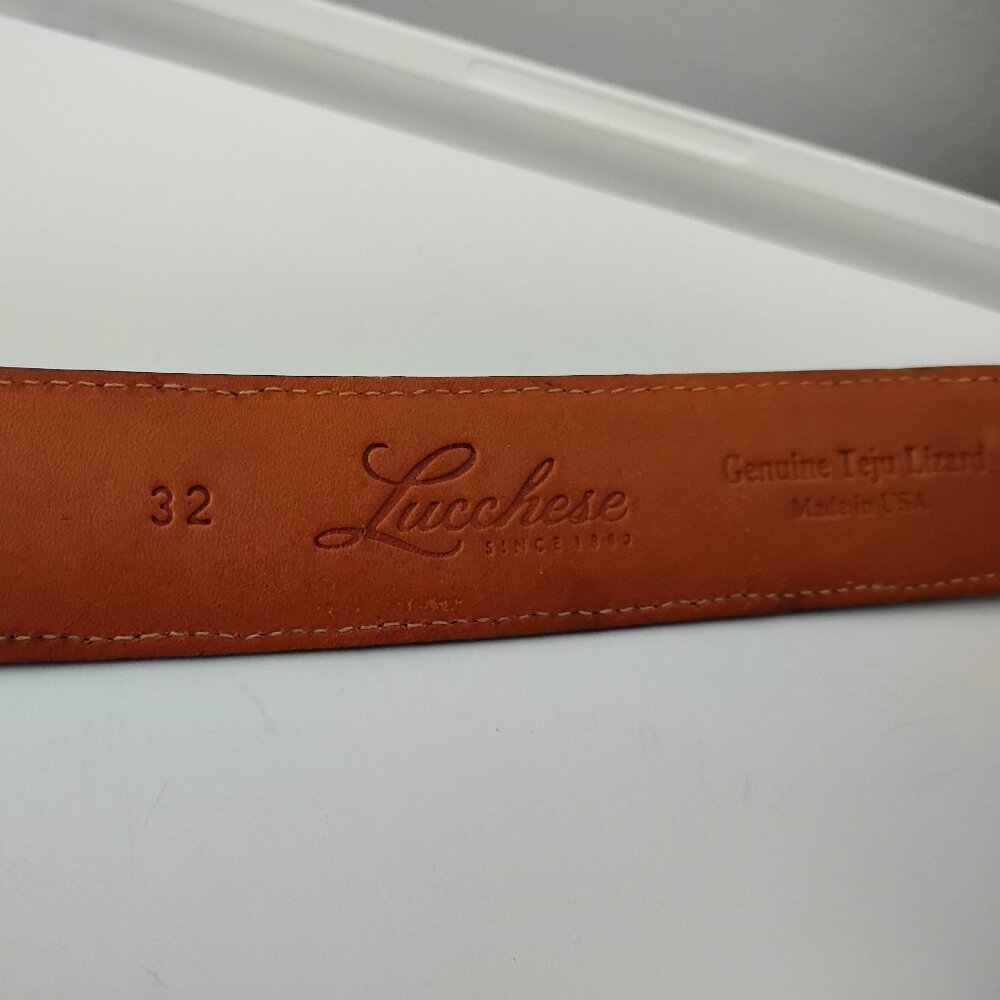 ❤️Rare CLINT ORMS GREG JENSEN STERLING BUCKLE  & LUCCHESE Teju Lizard Belt 31-35 - Picture 7 of 11